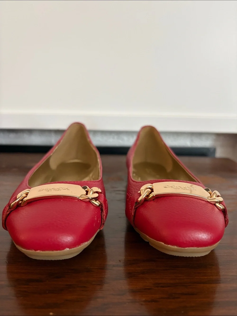 COACH ‘Bianca’ Red Pebbled Leather Ballet Flat Size 7